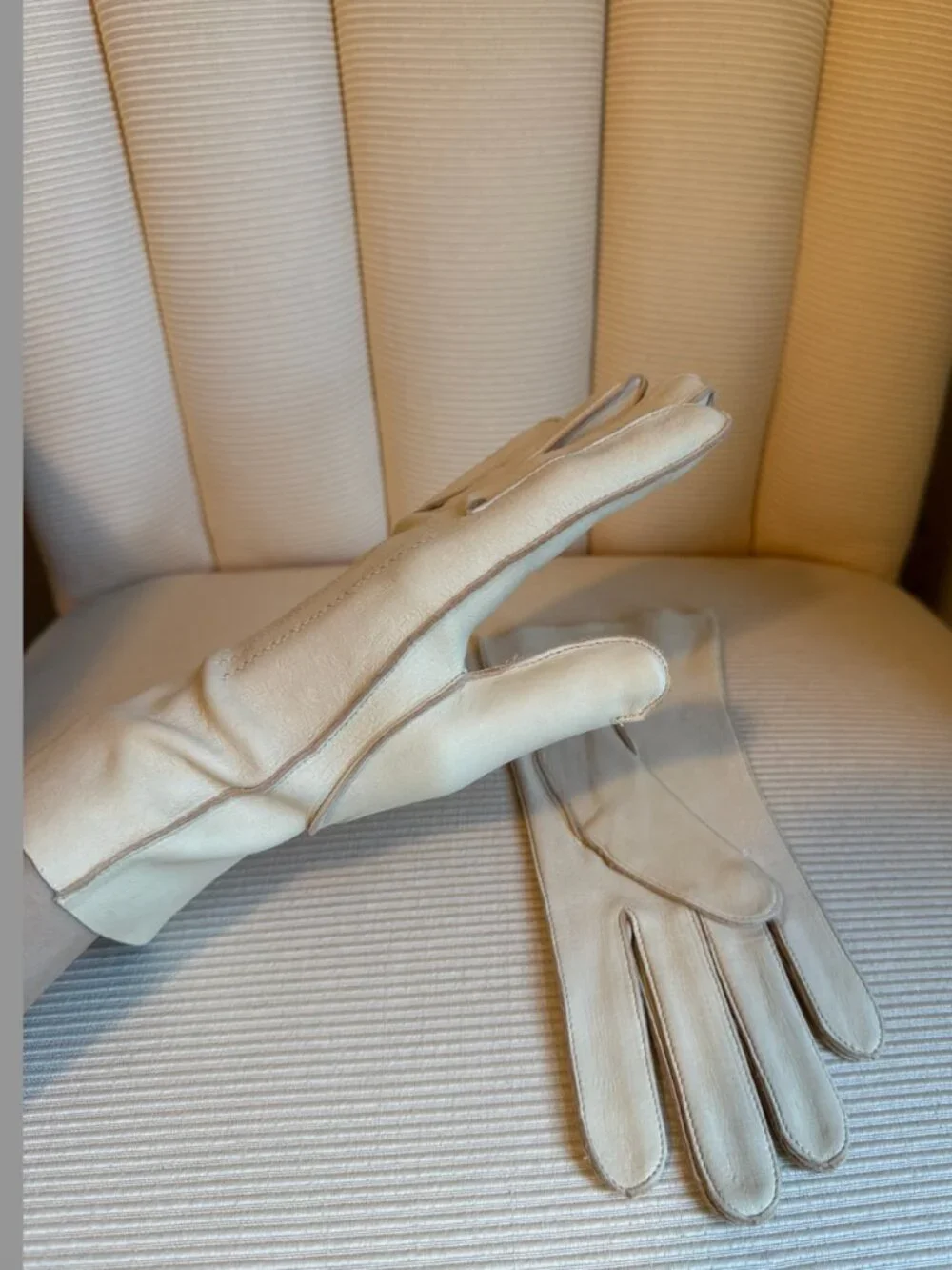 Vintage Cream Deerskin Leather Dress Gloves | Soft Grain Size 7